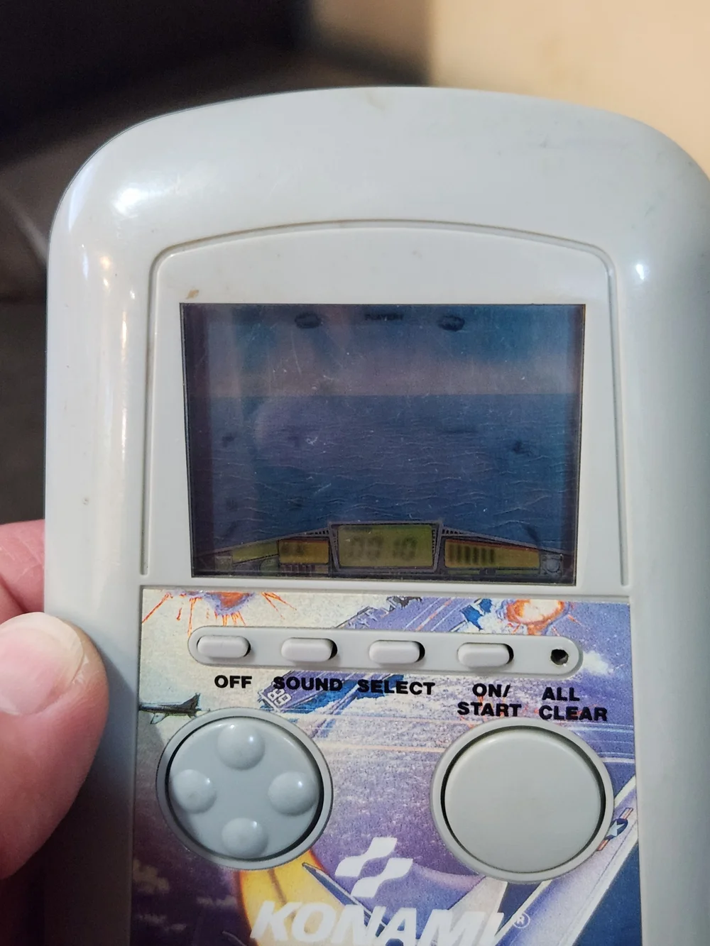 1989 Konami Top Gun Handheld Game Console - Light Gray Works!